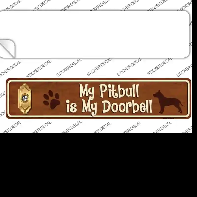K-640s-S Pitbull is Doorbell Novelty Narrow Sticker Decal - Small