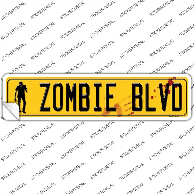 K-358s-S Zombie Blvd Novelty Narrow Sticker Decal - Small