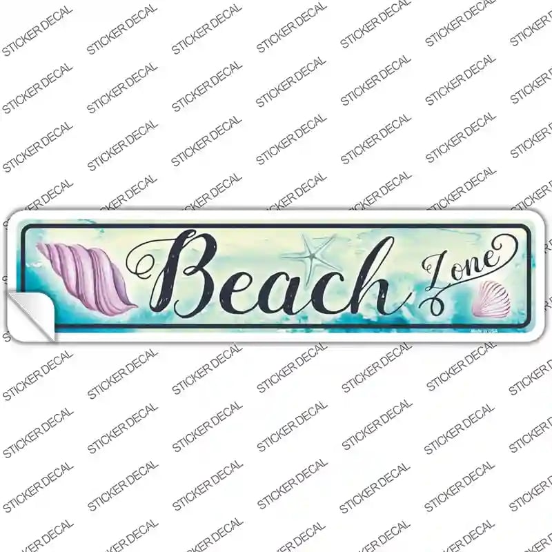 K-859s-L Beach Zone Novelty Narrow Sticker Decal - Large