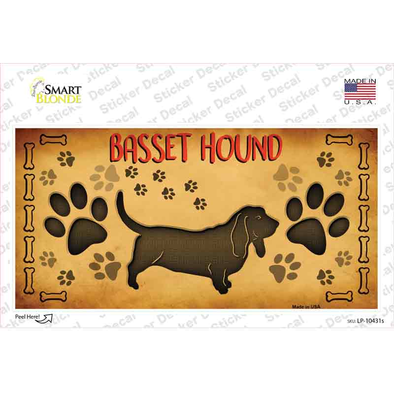 LP-10431s-M Basset Hound Novelty Sticker Decal - Medium