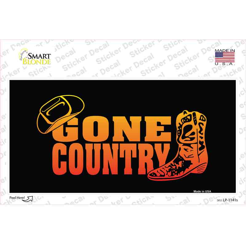 LP-1141s-M Gone Country Novelty Sticker Decal - Medium