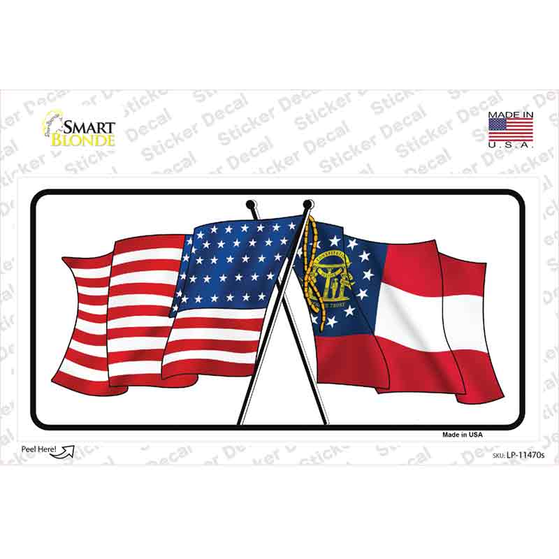 LP-11470s-M Georgia Crossed US Flag Novelty Sticker Decal - Medium