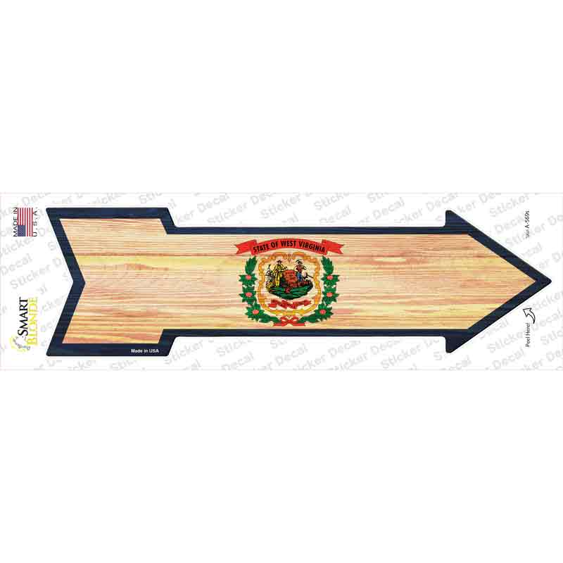 A-569s-M West Virginia State Flag Novelty Arrow Sticker Decal - Medium