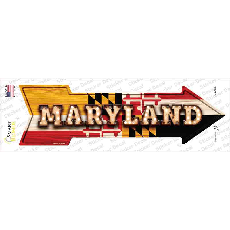 A-600s-M Maryland Bulb Lettering Novelty Arrow Sticker Decal - Medium