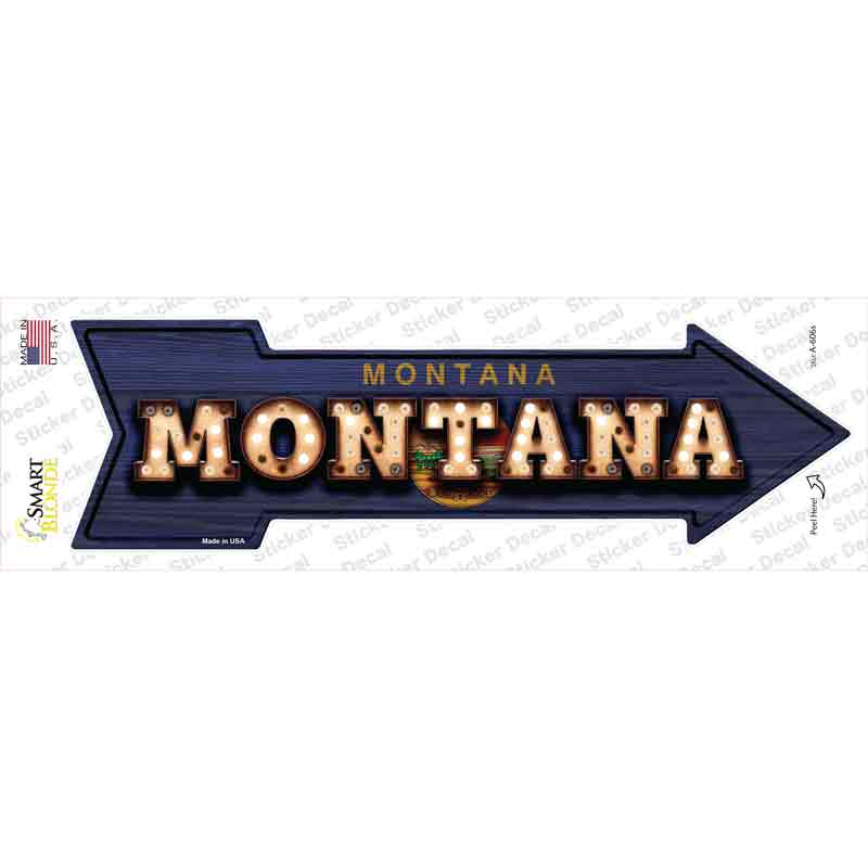 A-606s-M Montana Bulb Lettering Novelty Arrow Sticker Decal - Medium