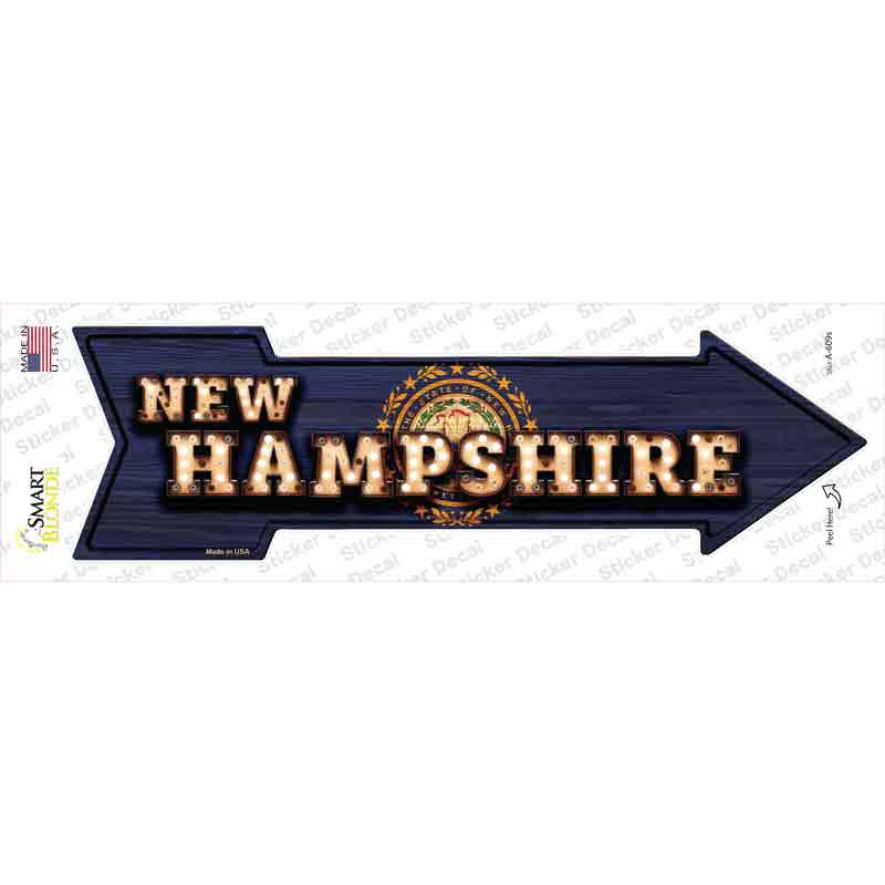 A-609s-M   Hampshire Bulb Lettering Novelty Arrow Sticker Decal - Medium