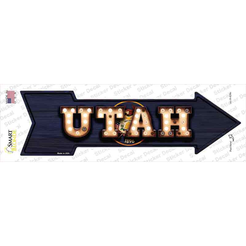 A-624s-M Utah Bulb Lettering Novelty Arrow Sticker Decal - Medium