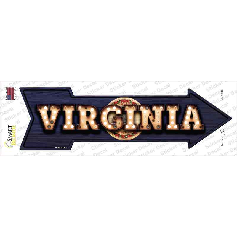 A-626s-M Virginia Bulb Lettering Novelty Arrow Sticker Decal - Medium