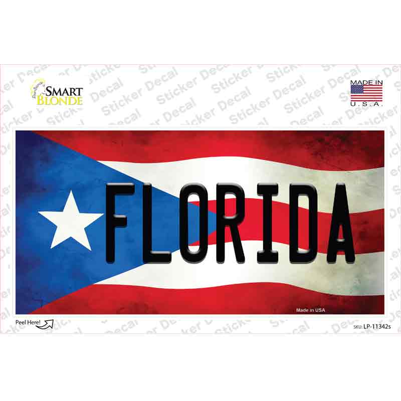 LP-11342s-M Florida Puerto Rico Flag Novelty Sticker Decal - Medium