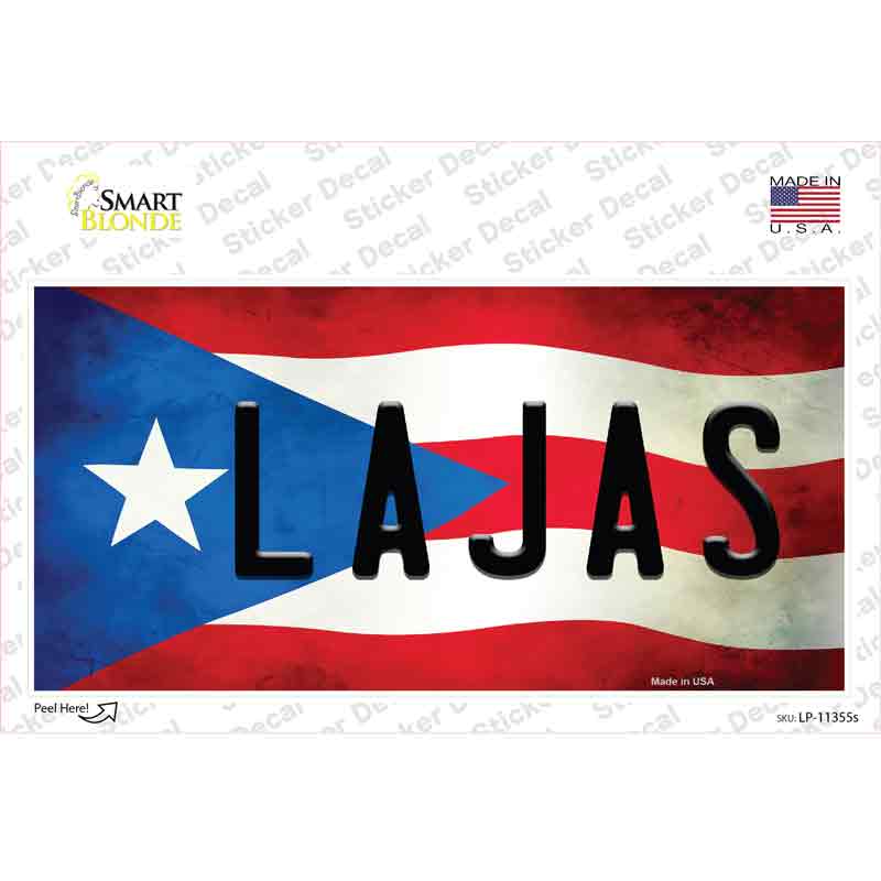 LP-11355s-M Lajas Puerto Rico Flag Novelty Sticker Decal - Medium