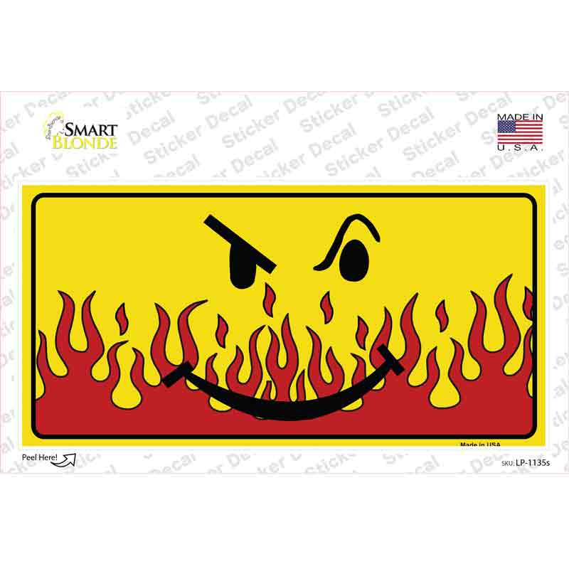LP-1135s-M Smiley Flame Novelty Sticker Decal - Medium