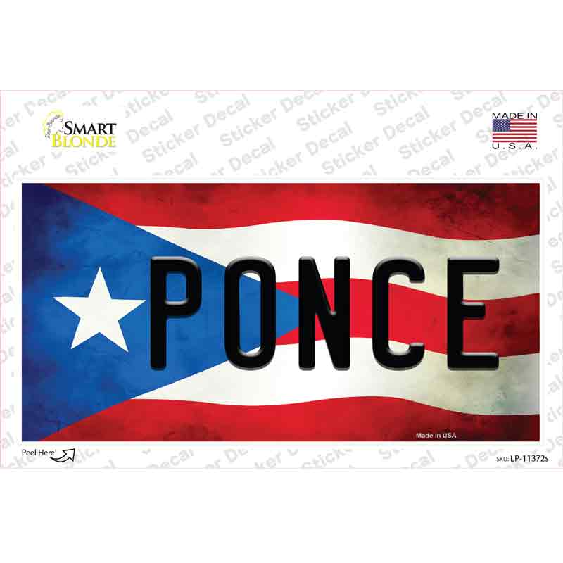 LP-11372s-M Ponce Puerto Rico Flag Novelty Sticker Decal - Medium