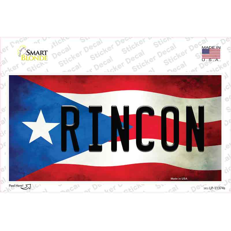 LP-11374s-M Rincon Puerto Rico Flag Novelty Sticker Decal - Medium