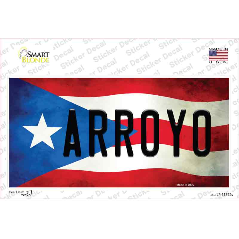 LP-11322s-M Arroyo Puerto Rico Flag Novelty Sticker Decal - Medium