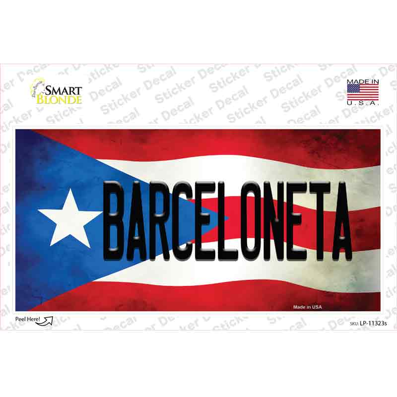 LP-11323s-M Barceloneta Puerto Rico Flag Novelty Sticker Decal - Medium