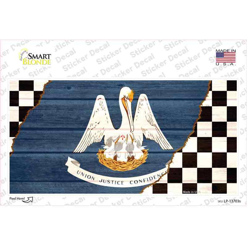 LP-13703s-M Louisiana Racing Flag Novelty Sticker Decal - Medium