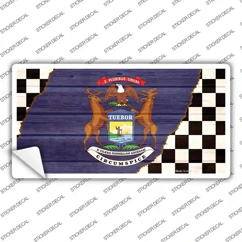 LP-13707s-S Michigan Racing Flag Novelty Sticker Decal - Small