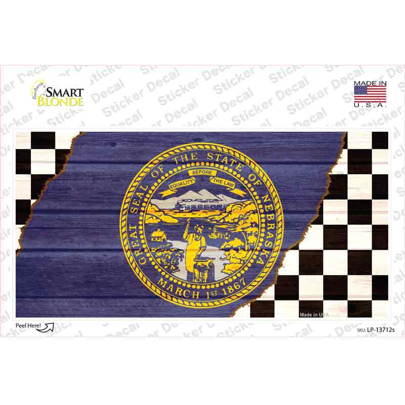 LP-13712s-M Nebraska Racing Flag Novelty Sticker Decal - Medium