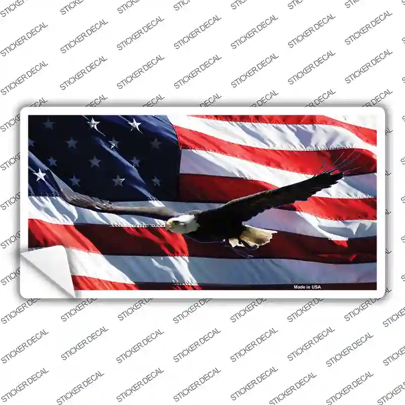 LP-11939s-S Soaring Eagle Flag Novelty Sticker Decal - Small