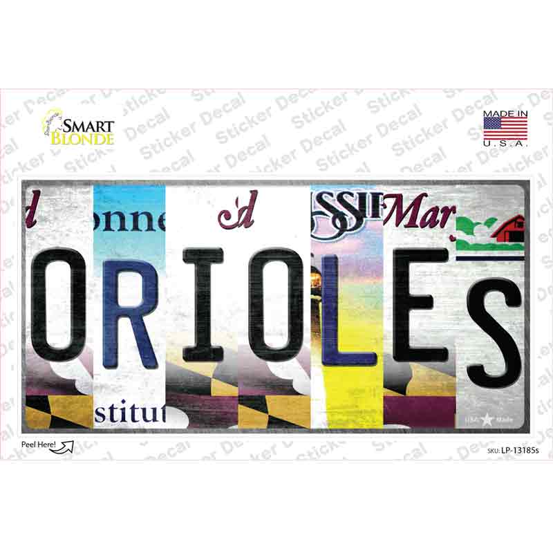 LP-13185s-M Orioles Strip Art Novelty Sticker Decal - Medium