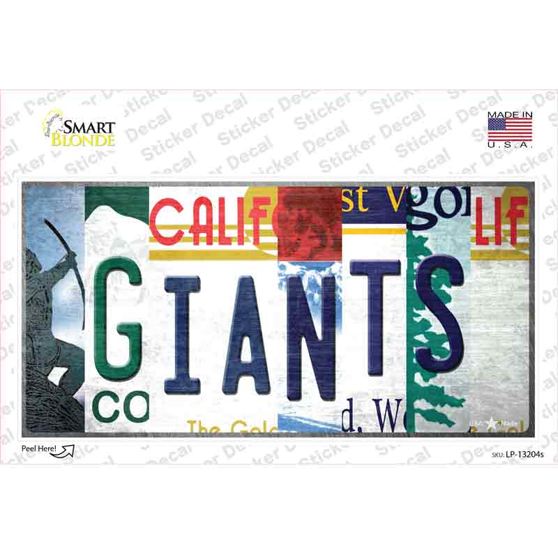 LP-13204s-M Giants California Strip Art Novelty Sticker Decal - Medium