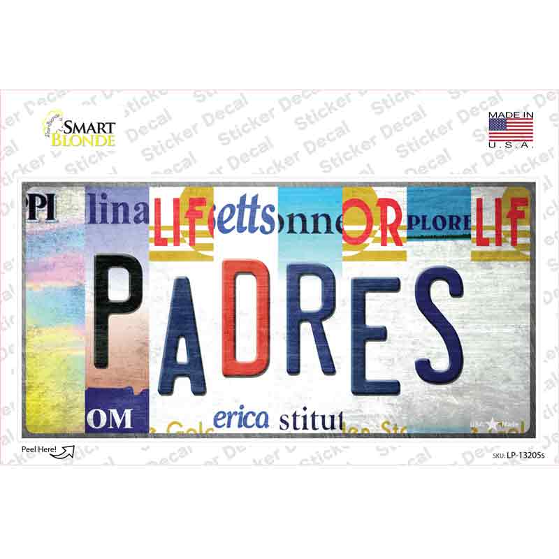 LP-13205s-M Padres Strip Art Novelty Sticker Decal - Medium