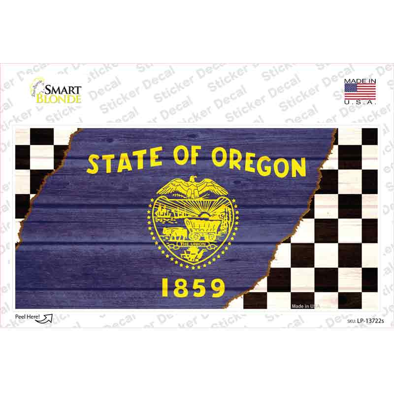 LP-13722s-M Oregon Racing Flag Novelty Sticker Decal - Medium