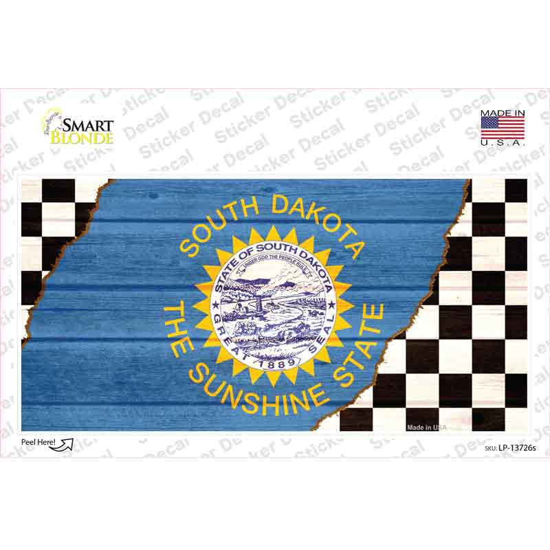 LP-13726s-M South Dakota Racing Flag Novelty Sticker Decal - Medium