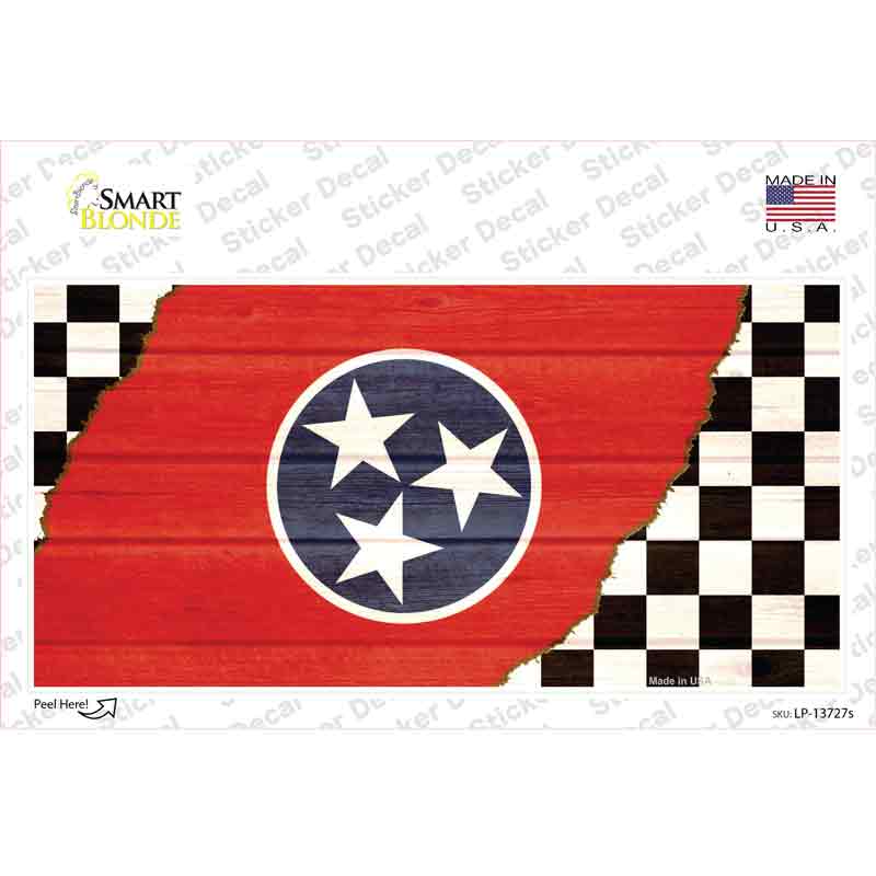 LP-13727s-M Tennessee Racing Flag Novelty Sticker Decal - Medium