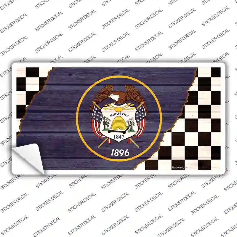 LP-13729s-L Utah Racing Flag Novelty Sticker Decal - Large