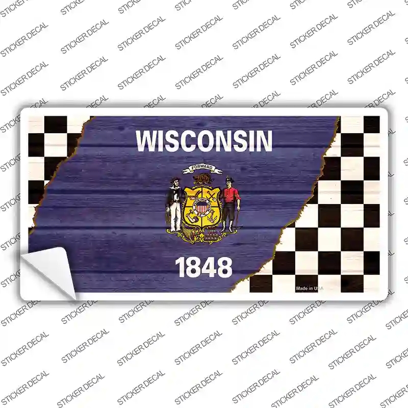 LP-13734s-S Wisconsin Racing Flag Novelty Sticker Decal - Small