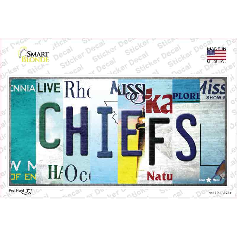 LP-13174s-M Chiefs Strip Art Novelty Sticker Decal - Medium