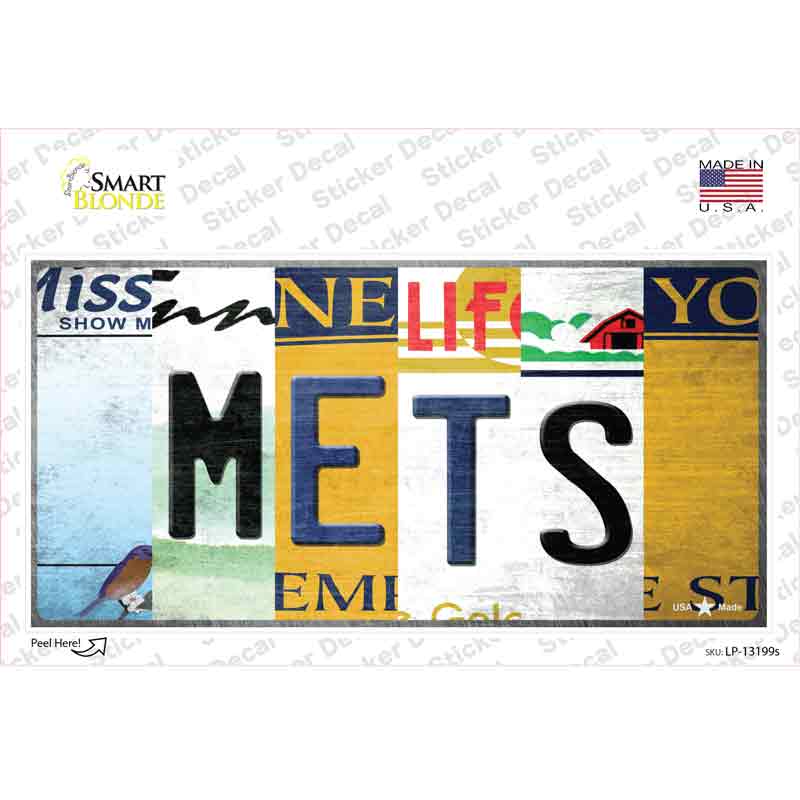 LP-13199s-M Mets Strip Art Novelty Sticker Decal - Medium