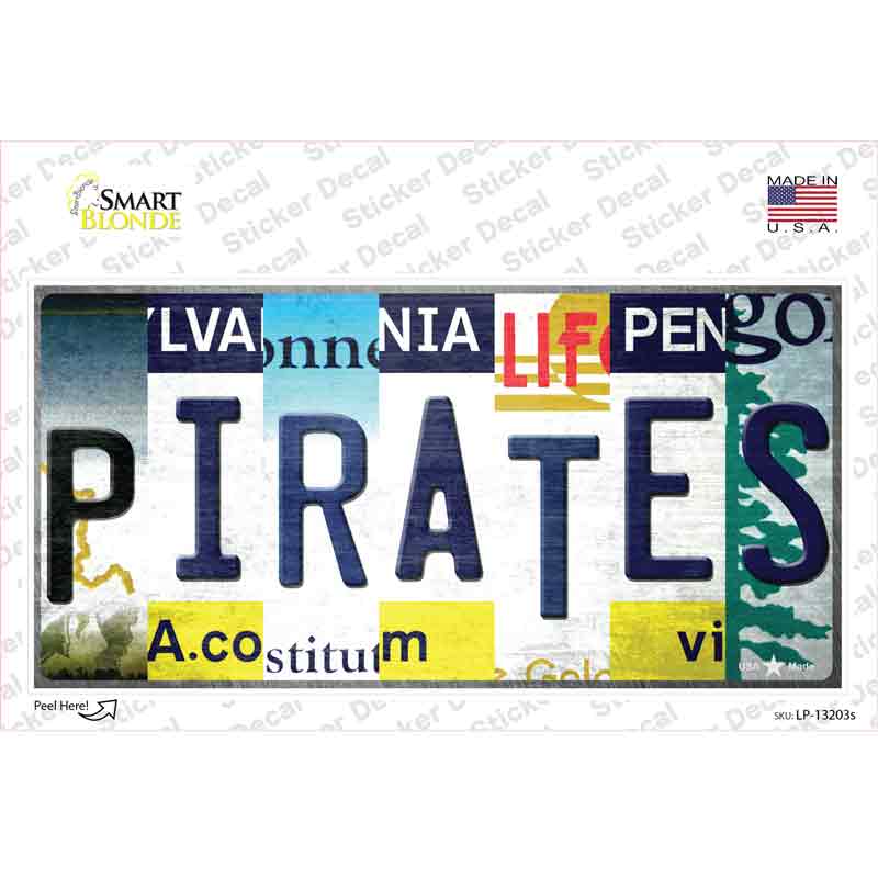 LP-13203s-M Pirates Strip Art Novelty Sticker Decal - Medium