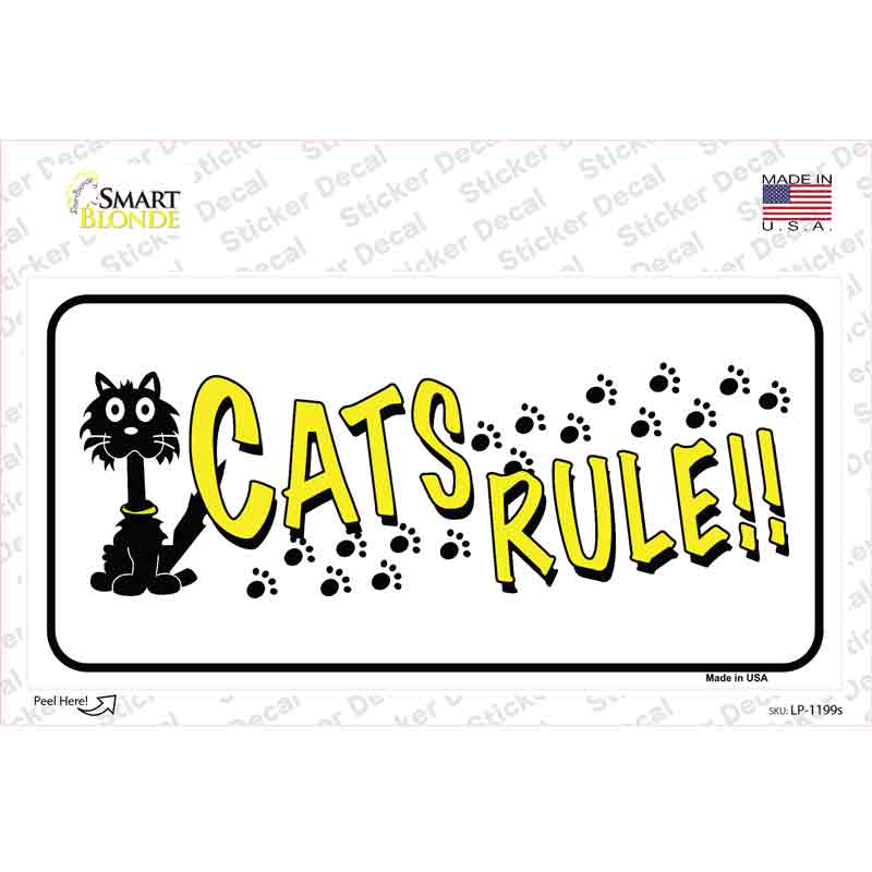 LP-1199s-M Cats Rule Novelty Sticker Decal - Medium