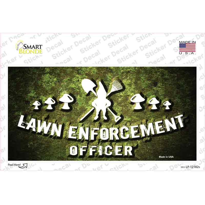 LP-12182s-M Lawn Enforcement Gnome Novelty Sticker Decal - Medium