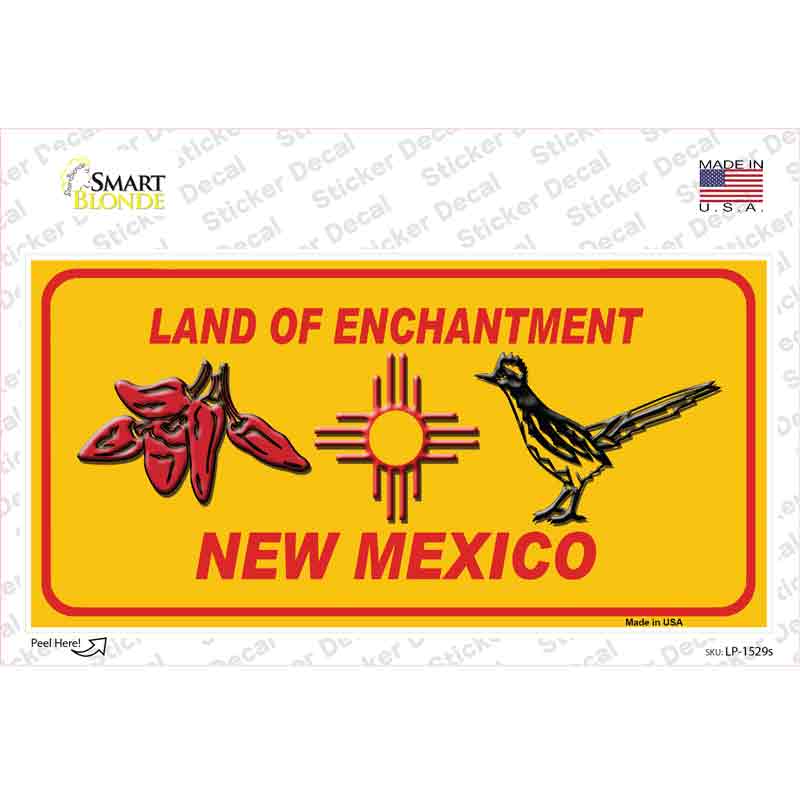 LP-1529s-M Red Chili & Road Runner Yellow   Mexico Novelty Sticker Decal - Medium