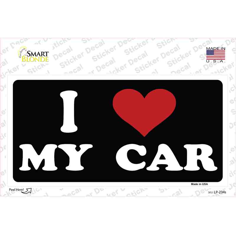LP-234s-M I Love My Car Black Novelty Sticker Decal - Medium