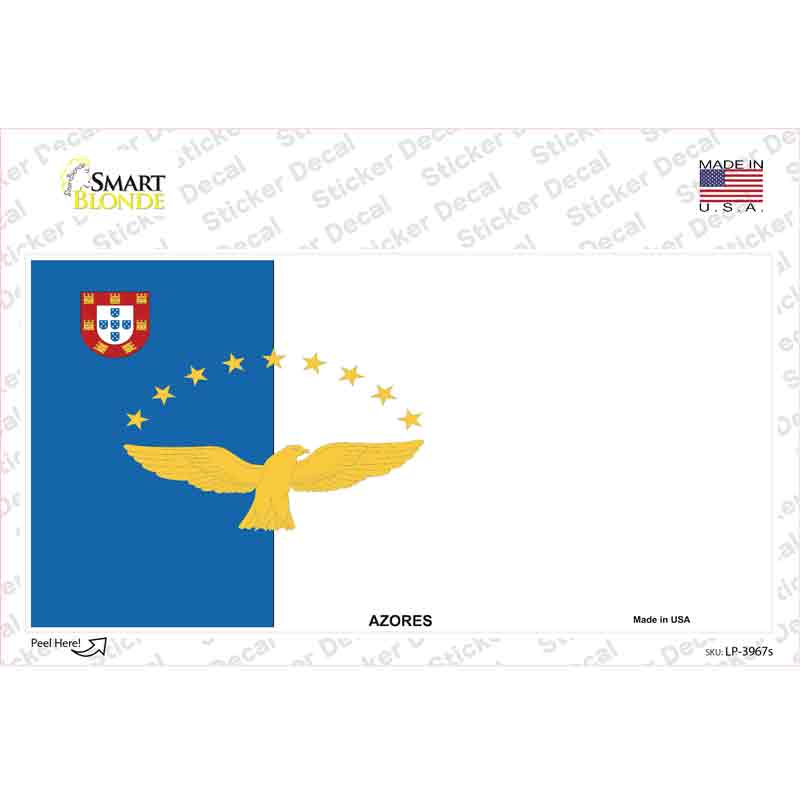 LP-3967s-M Azores Flag Novelty Sticker Decal - Medium