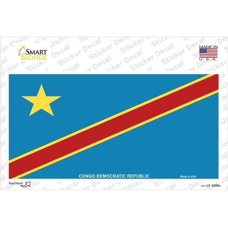 LP-3998s-M Congo Democratic Republic Flag Novelty Sticker Decal - Medium