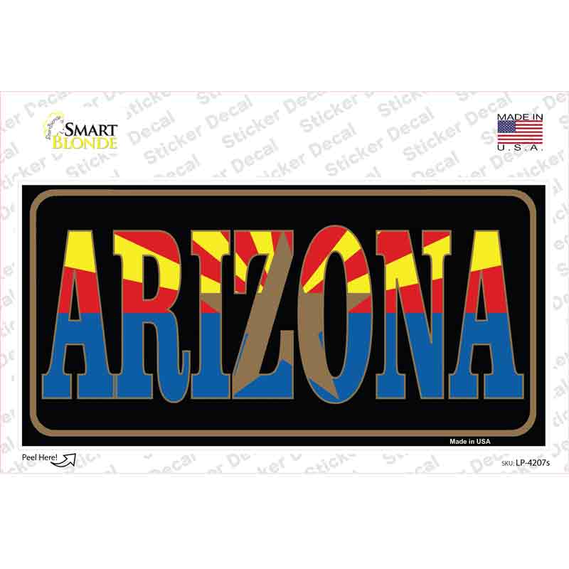 LP-4207s-M Arizona Inlayed State Flag Novelty Sticker Decal - Medium