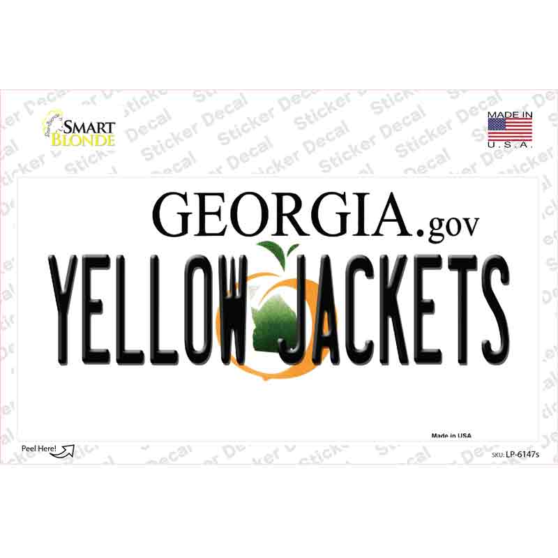 LP-6147s-M Yellow Jackets Georgia Novelty Sticker Decal - Medium