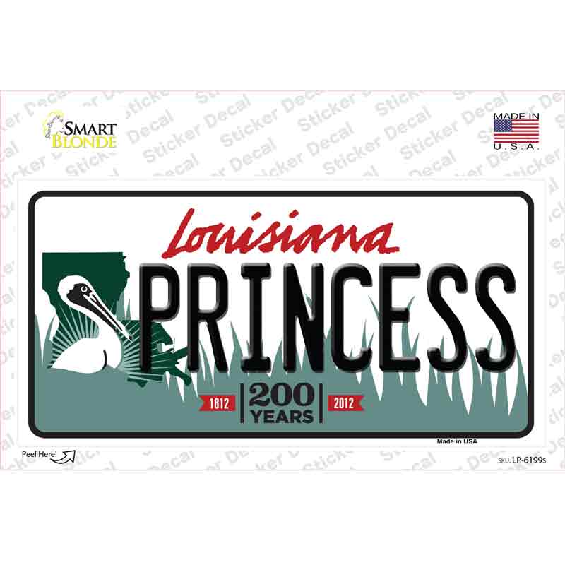 LP-6199s-M Princess Louisiana Novelty Sticker Decal - Medium