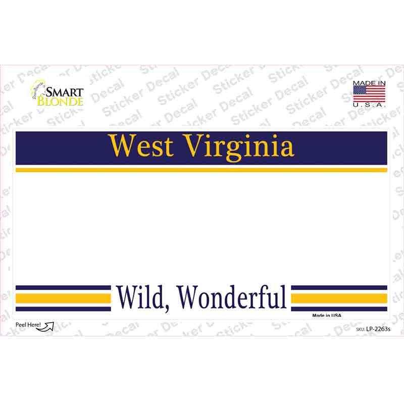 LP-2263s-M West Virginia State Blank Novelty Sticker Decal - Medium