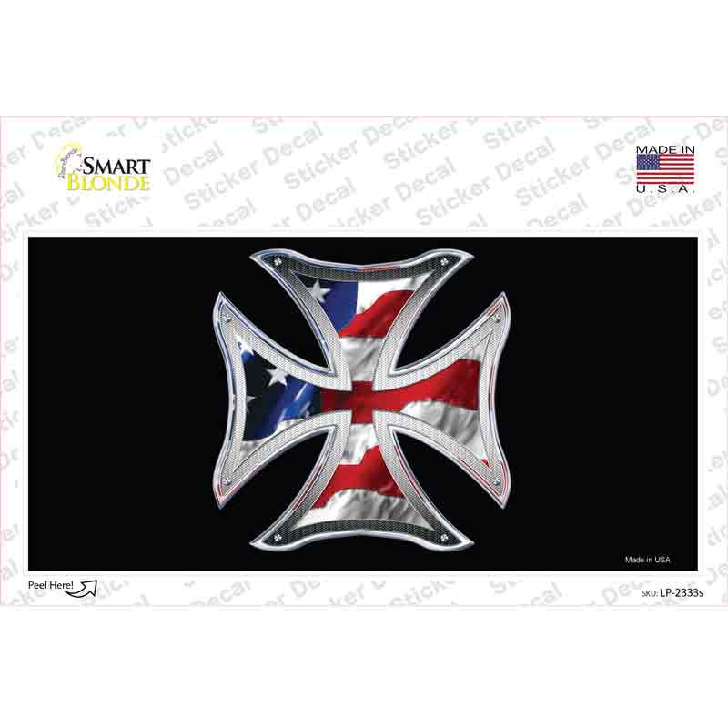 LP-2333s-M Maltese Cross Flag Novelty Sticker Decal - Medium