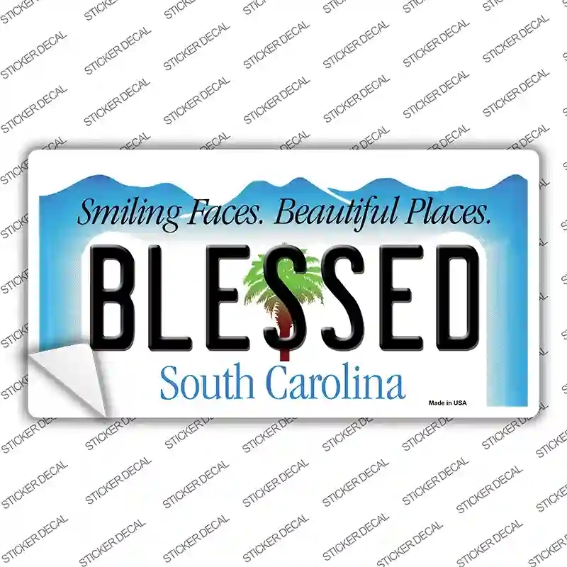 LP-2780s-S Blessed South Carolina Background Novelty Sticker Decal - Small