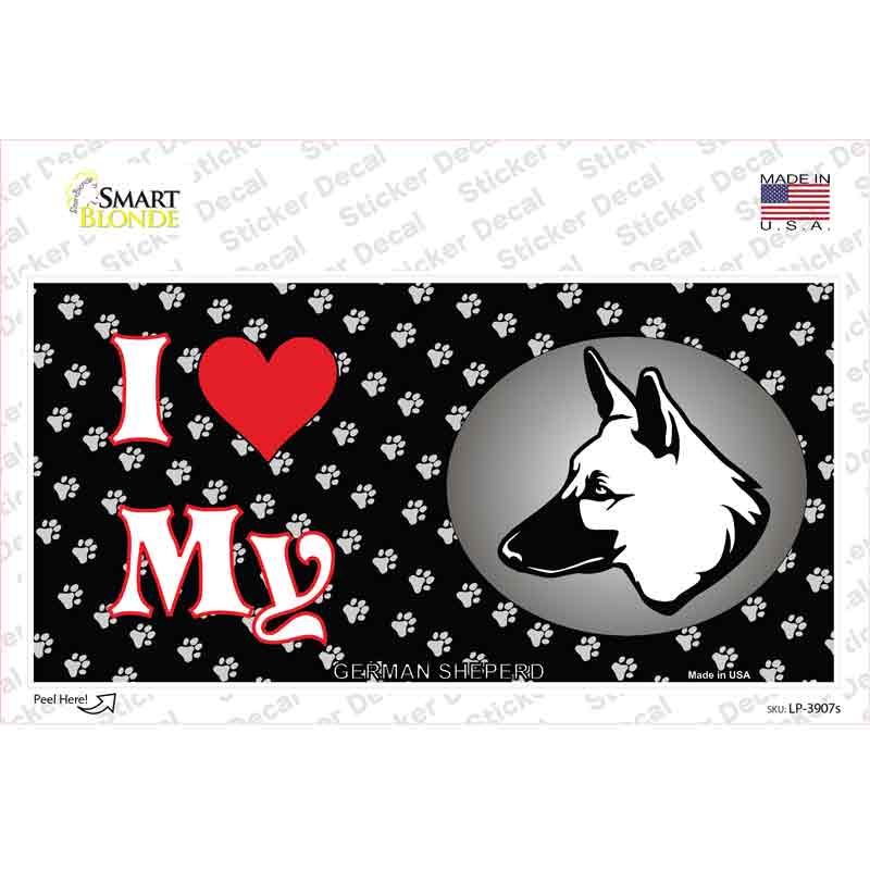 LP-3907s-M I Love My German Shepherd Novelty Sticker Decal - Medium
