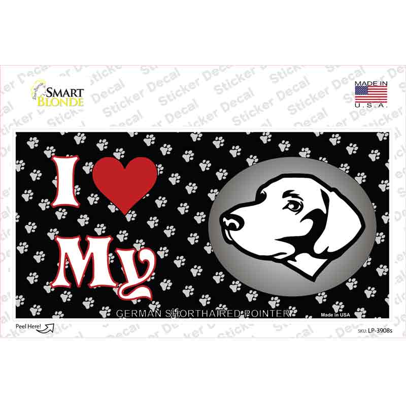 LP-3908s-M I Love My German Shorthaired Novelty Sticker Decal - Medium