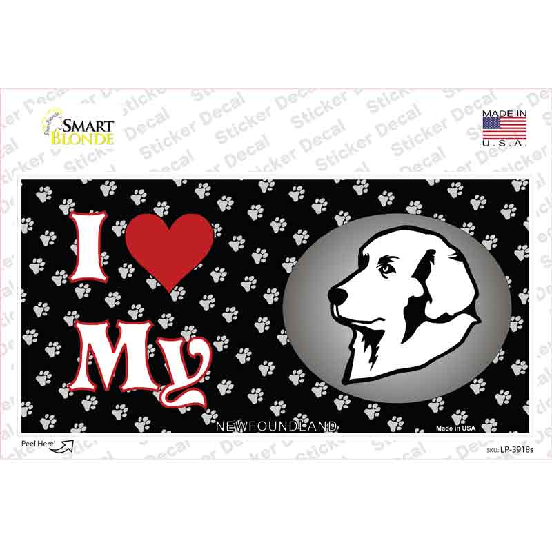 LP-3918s-M I Love My  foundland Novelty Sticker Decal - Medium