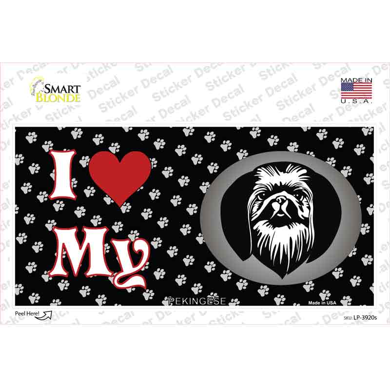 LP-3920s-M I Love My Pekingese Novelty Sticker Decal - Medium